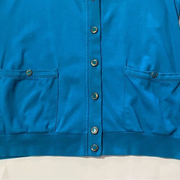 Vintage Aileen Too Blue Button Up V-Neck Sweater Cardigan Women’s Size 16W/36 - Picture 13 of 16